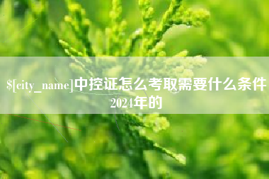 定西中控证怎么考取需要什么条件2024年的